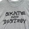 Thrasher Magazine SKATE AND DESTROY Gray Skateboarding Tee T Shirt Men's L