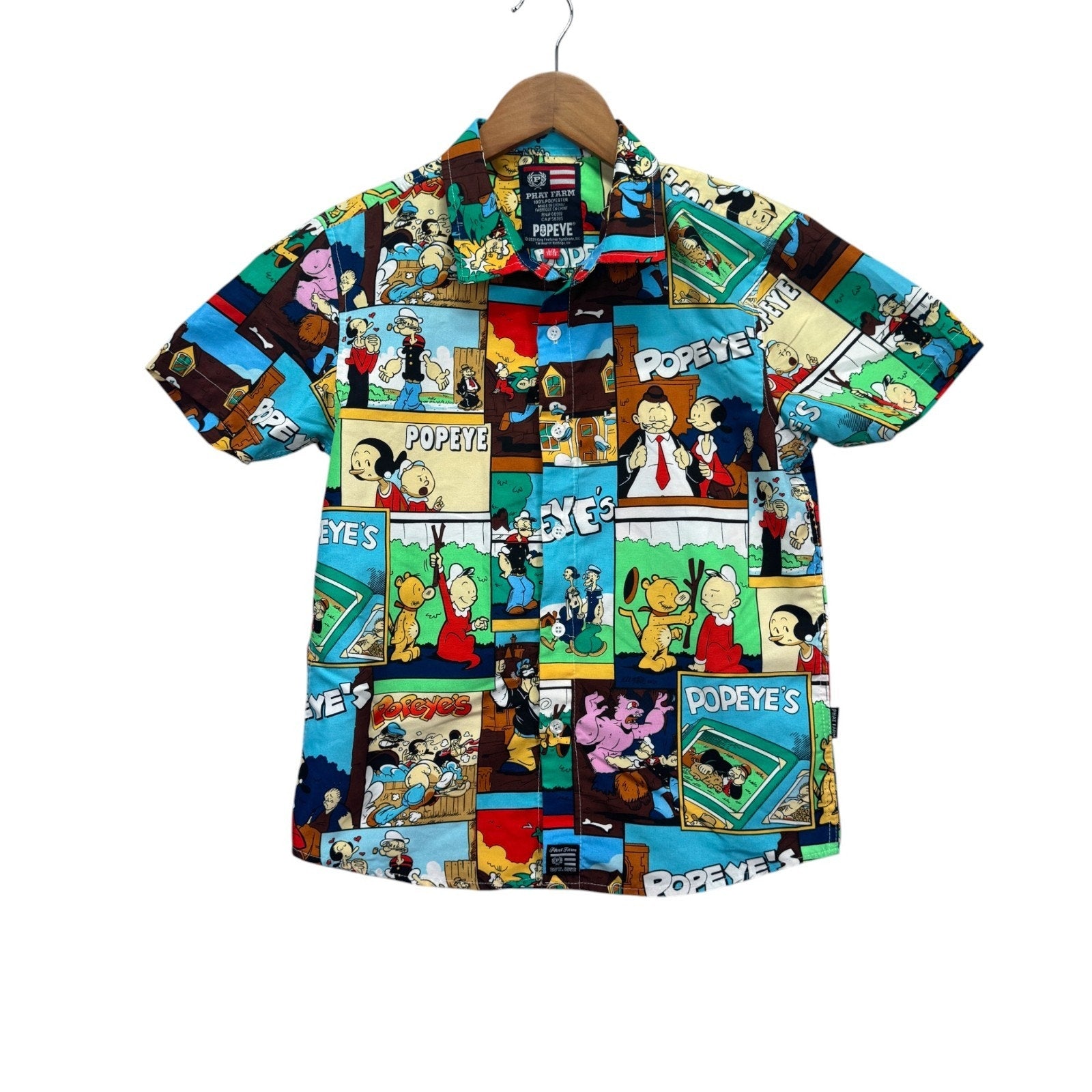 Phat Farm Youth Popeye Olive Oyl Brutus Cartoon Camp Button