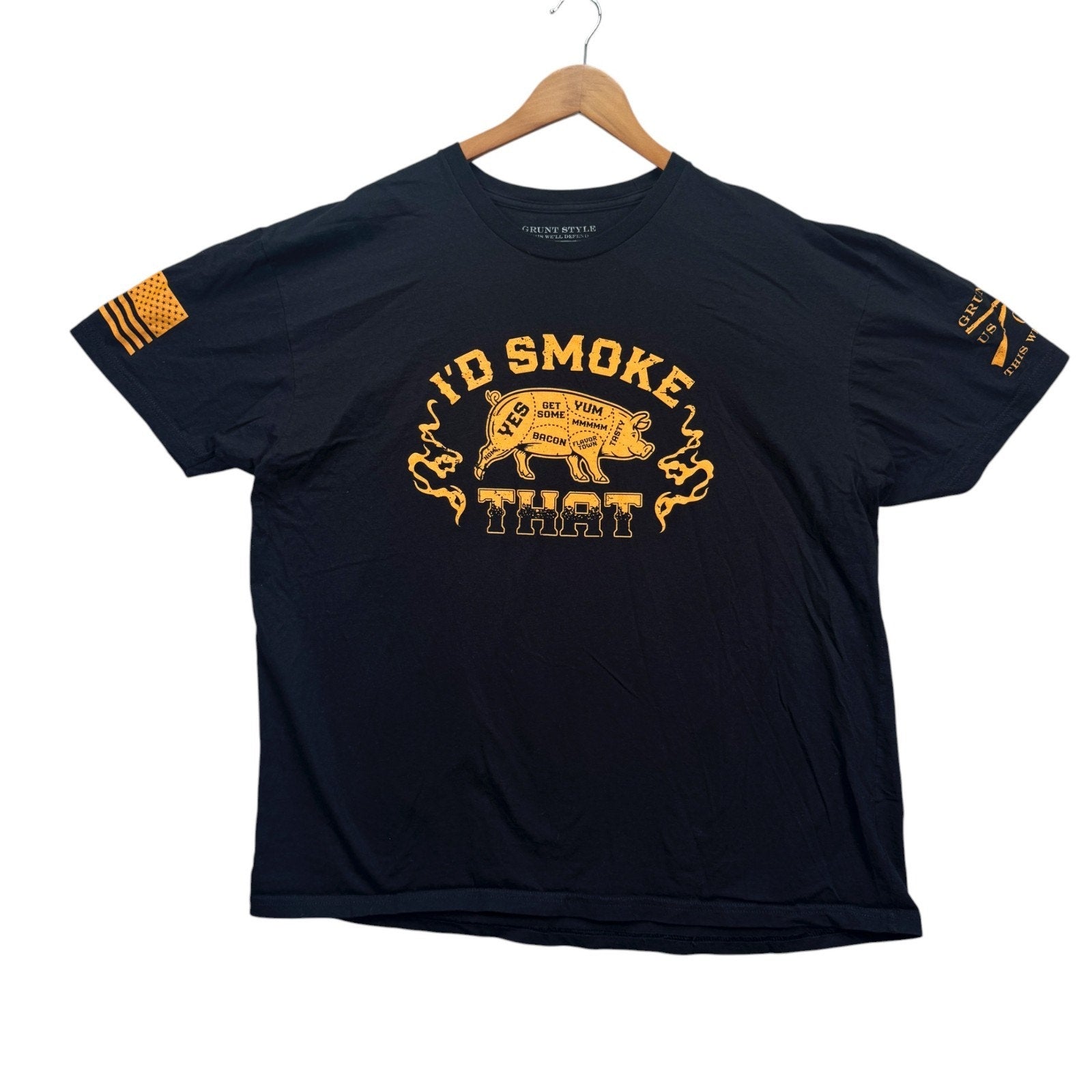 Grunt Style I'd Smoke That Military Veteran Pig Pork American Flag