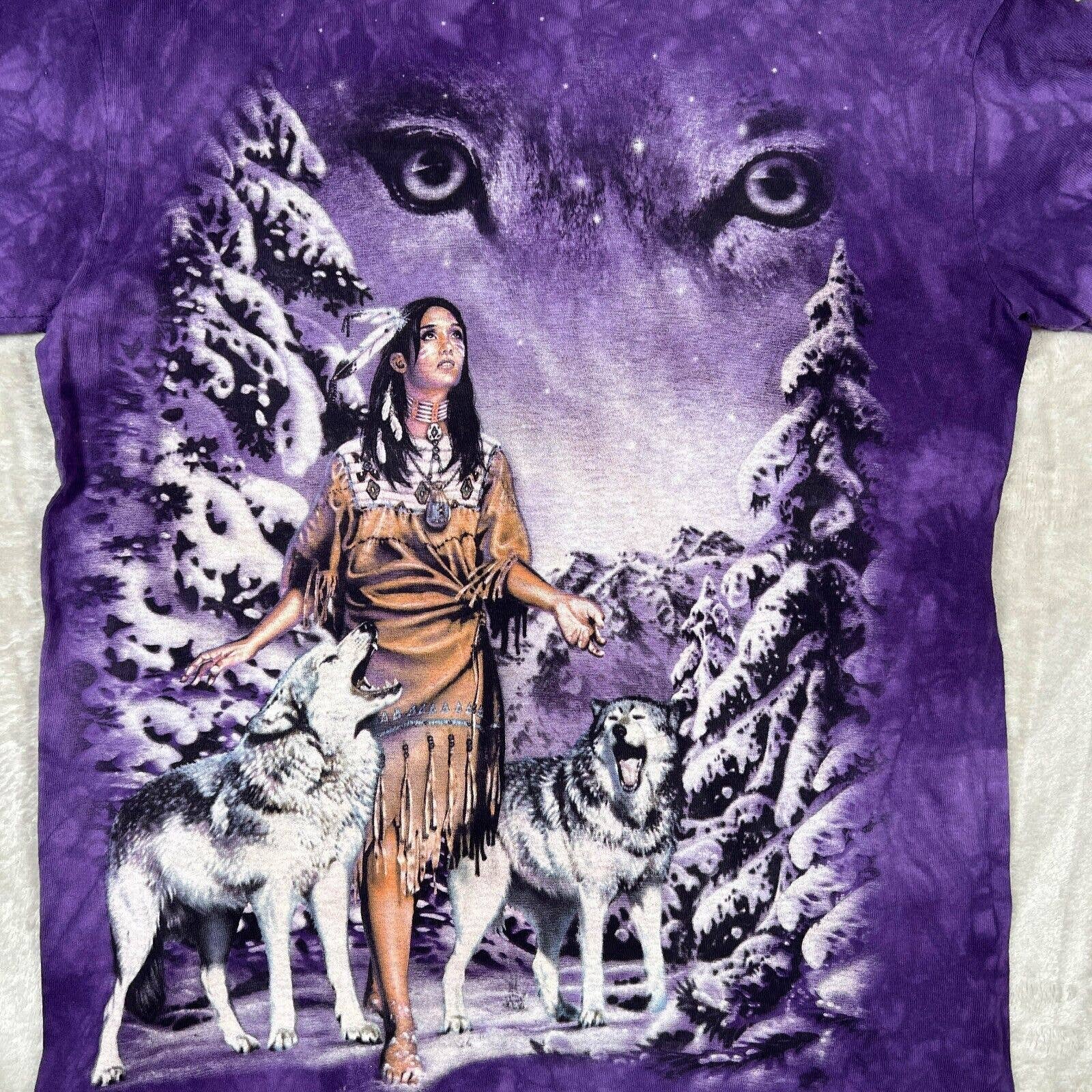 The Mountain Native American Woman Wolves
