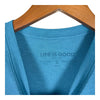 Life Is Good Cool S/S T-Shirt Men's Hiking Love Happy Blue Tee Sz S